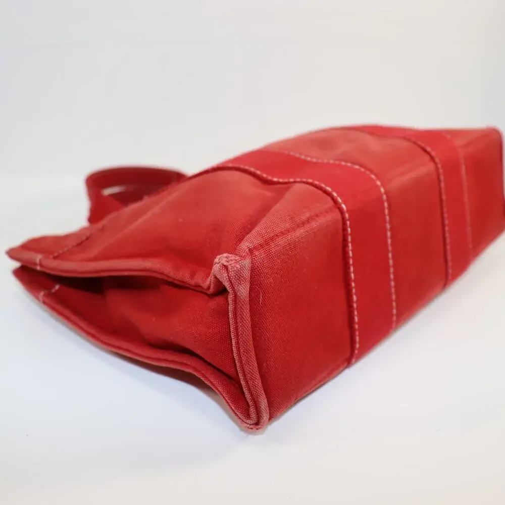 Hermès Red Canvas‎ Small Tote Bag – Classic French Luxury with Snap Closure